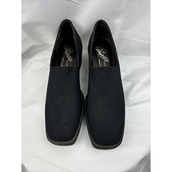 Donald J Pliner VINTAGE Women’s Textile Wedge Platform Loafer Black Chunky 9‎ - Picture 1 of 14